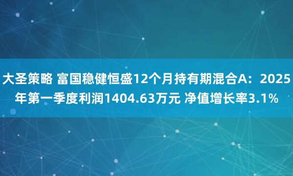 大圣策略 富国稳健恒盛12个月持有期混合A：2025年第一季度利润1404.63万元 净值增长率3.1%